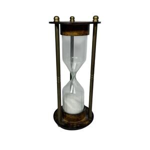 Vintage Decor Hour Glass Hourglass Decor Brass White Sand